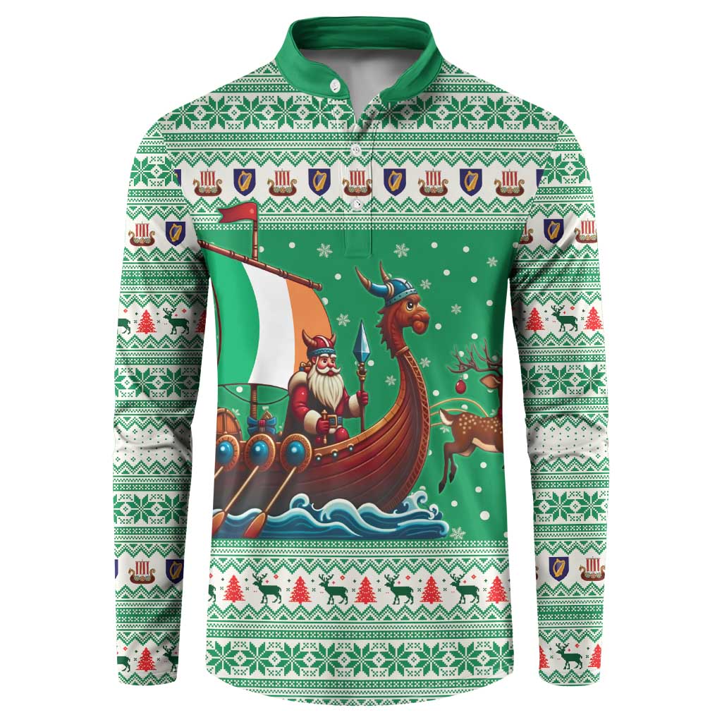 Ireland Viking Santa Christmas Button Sweatshirt Funny Reindeer Norse Xmas - Wonder Print Shop