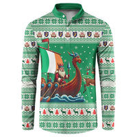 Ireland Viking Santa Christmas Button Sweatshirt Funny Reindeer Norse Xmas - Wonder Print Shop