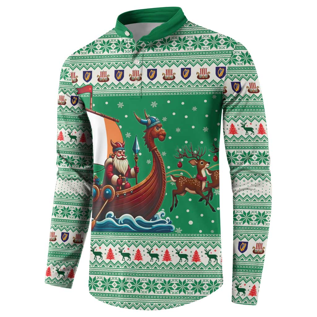 Ireland Viking Santa Christmas Button Sweatshirt Funny Reindeer Norse Xmas - Wonder Print Shop