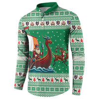 Ireland Viking Santa Christmas Button Sweatshirt Funny Reindeer Norse Xmas - Wonder Print Shop