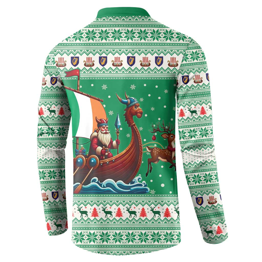 Ireland Viking Santa Christmas Button Sweatshirt Funny Reindeer Norse Xmas - Wonder Print Shop
