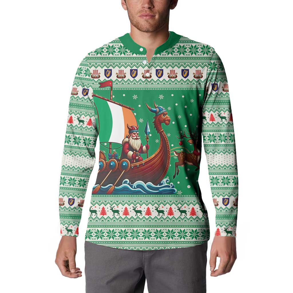 Ireland Viking Santa Christmas Button Sweatshirt Funny Reindeer Norse Xmas - Wonder Print Shop