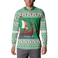 Ireland Viking Santa Christmas Button Sweatshirt Funny Reindeer Norse Xmas - Wonder Print Shop