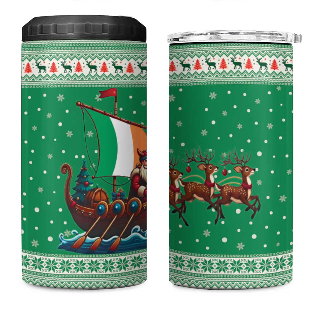 Ireland Viking Santa Christmas 4 in 1 Can Cooler Tumbler Funny Reindeer Norse Xmas - Wonder Print Shop