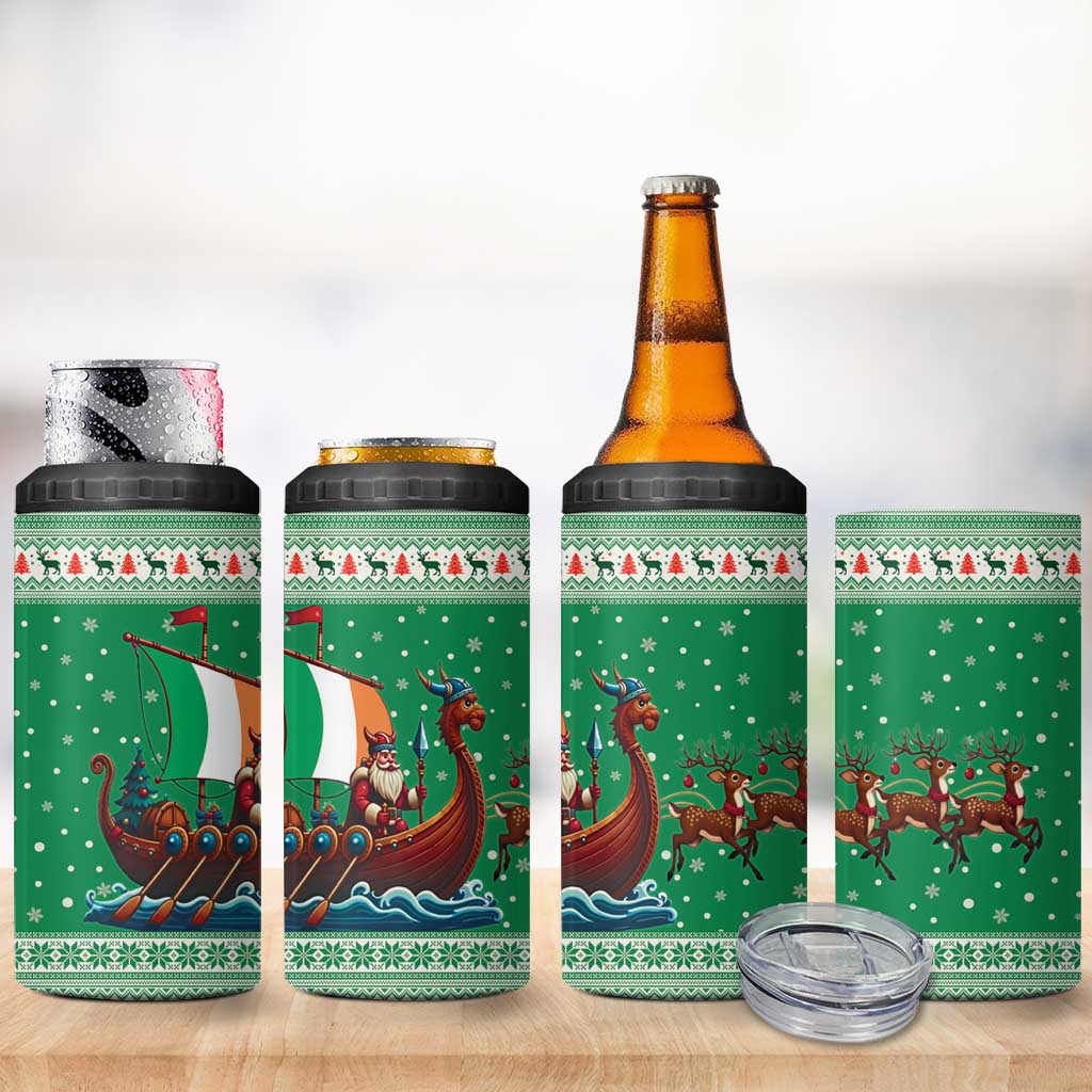 Ireland Viking Santa Christmas 4 in 1 Can Cooler Tumbler Funny Reindeer Norse Xmas - Wonder Print Shop