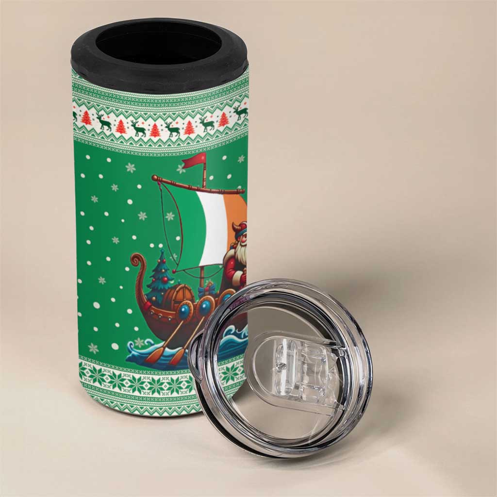 Ireland Viking Santa Christmas 4 in 1 Can Cooler Tumbler Funny Reindeer Norse Xmas - Wonder Print Shop