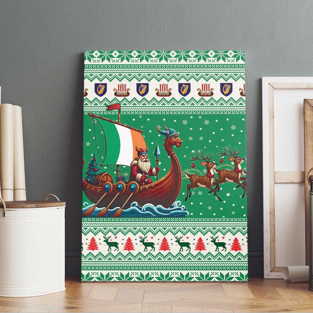 Ireland Viking Santa Christmas Canvas Wall Art Funny Reindeer Norse Xmas - Wonder Print Shop