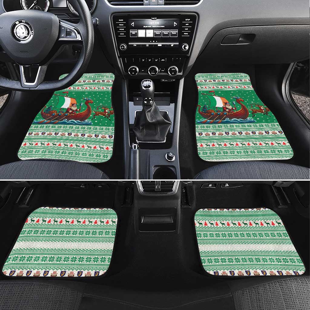 Ireland Viking Santa Christmas Car Mats Funny Reindeer Norse Xmas - Wonder Print Shop