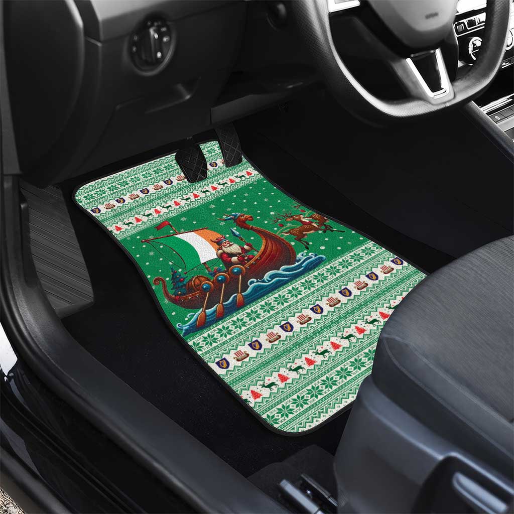 Ireland Viking Santa Christmas Car Mats Funny Reindeer Norse Xmas - Wonder Print Shop