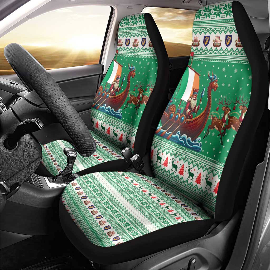 Ireland Viking Santa Christmas Car Seat Cover Funny Reindeer Norse Xmas - Wonder Print Shop