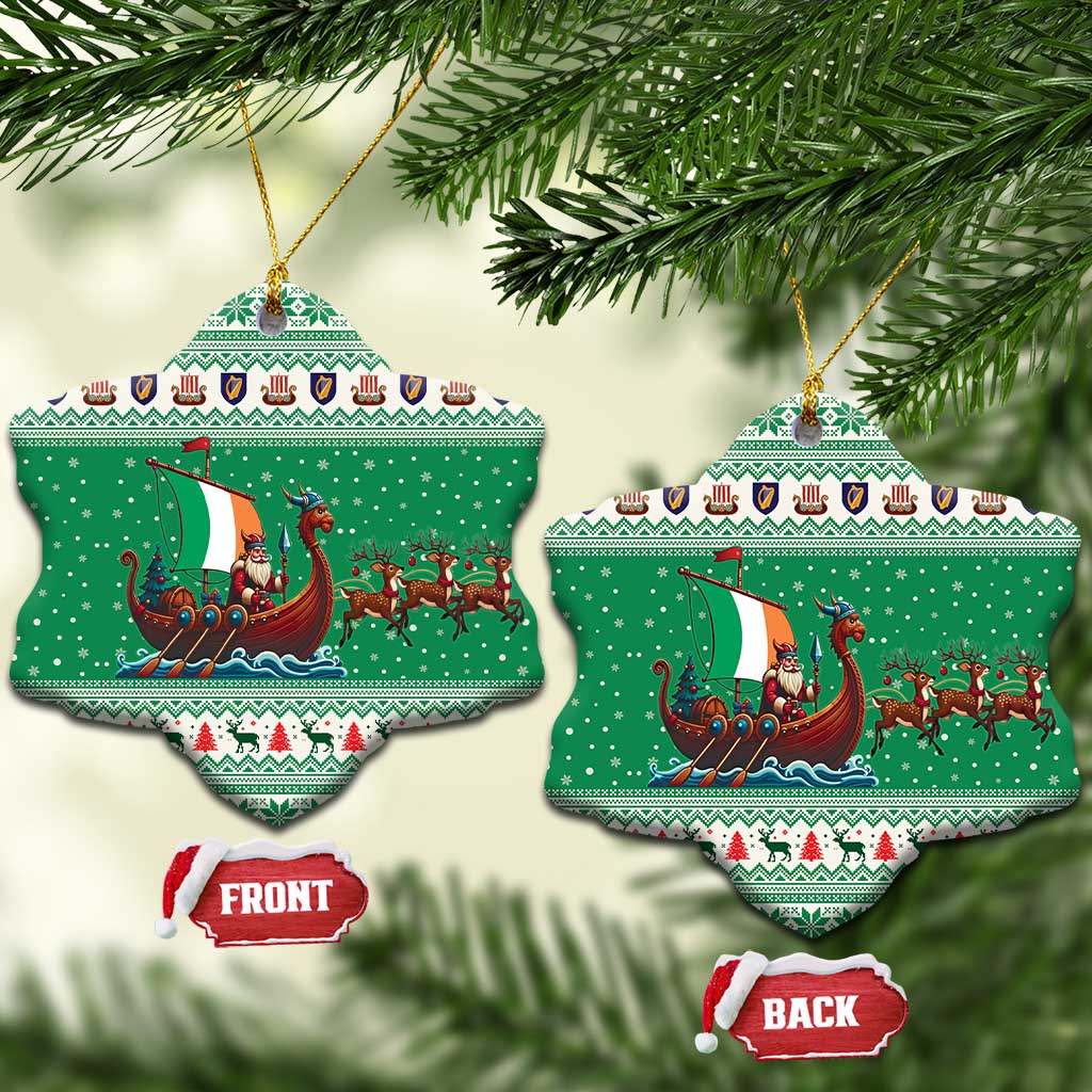Ireland Viking Santa Christmas Ceramic Ornament Funny Reindeer Norse Xmas - Wonder Print Shop