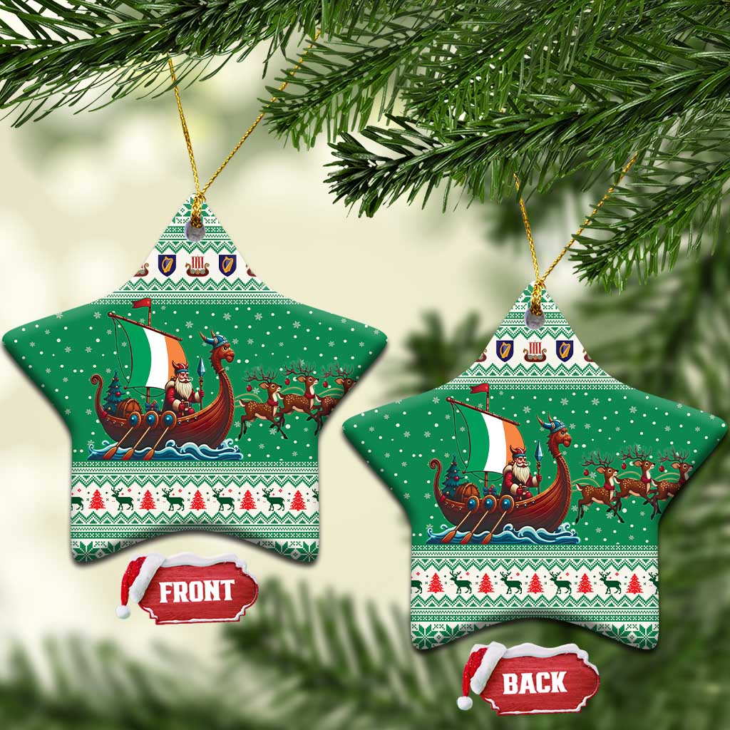 Ireland Viking Santa Christmas Ceramic Ornament Funny Reindeer Norse Xmas - Wonder Print Shop