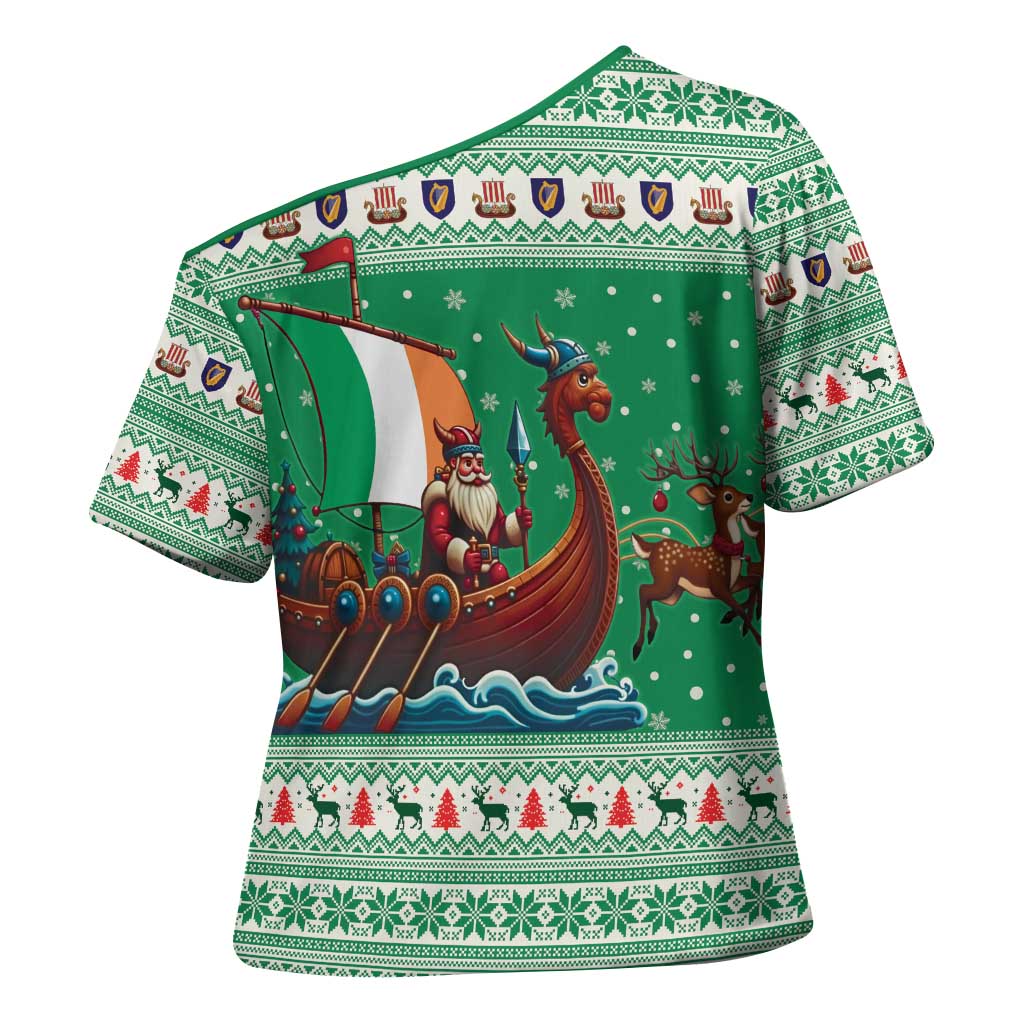 Ireland Viking Santa Christmas Cross Shoulder Shirt Funny Reindeer Norse Xmas - Wonder Print Shop