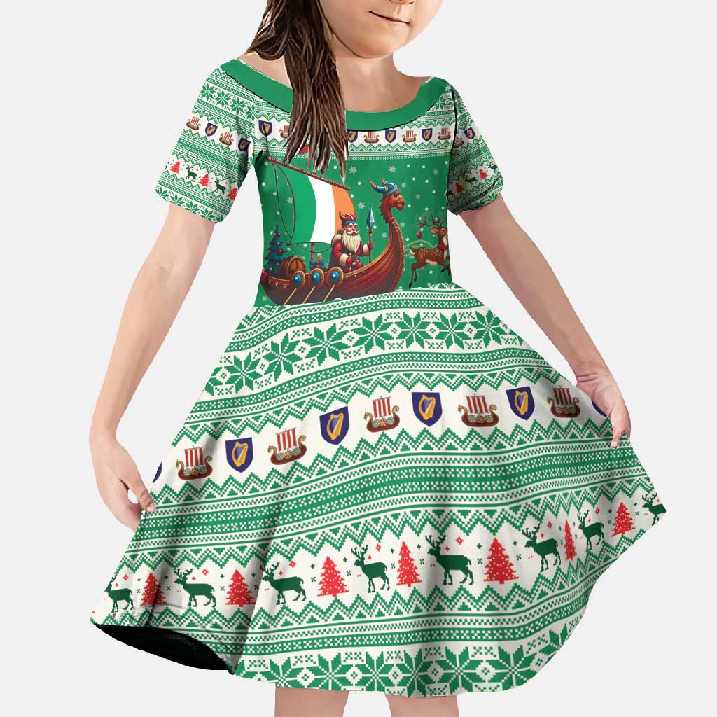 Ireland Viking Santa Christmas Family Matching Mermaid Dress and Hawaiian Shirt Funny Reindeer Norse Xmas - Wonder Print Shop
