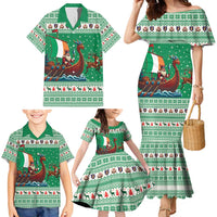 Ireland Viking Santa Christmas Family Matching Mermaid Dress and Hawaiian Shirt Funny Reindeer Norse Xmas - Wonder Print Shop