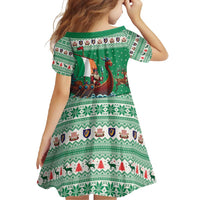 Ireland Viking Santa Christmas Family Matching Off Shoulder Maxi Dress and Hawaiian Shirt Funny Reindeer Norse Xmas - Wonder Print Shop