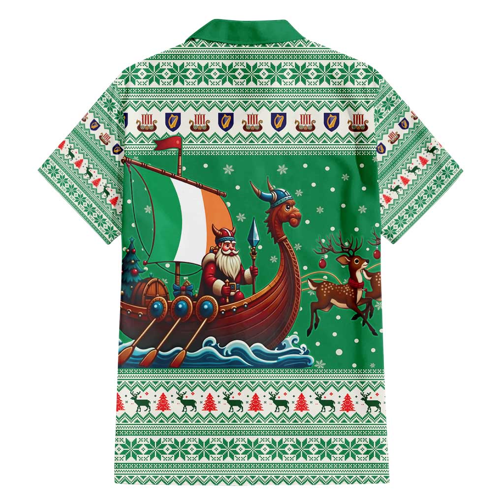 Ireland Viking Santa Christmas Family Matching Short Sleeve Bodycon Dress and Hawaiian Shirt Funny Reindeer Norse Xmas - Wonder Print Shop