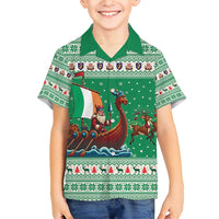 Ireland Viking Santa Christmas Family Matching Short Sleeve Bodycon Dress and Hawaiian Shirt Funny Reindeer Norse Xmas - Wonder Print Shop