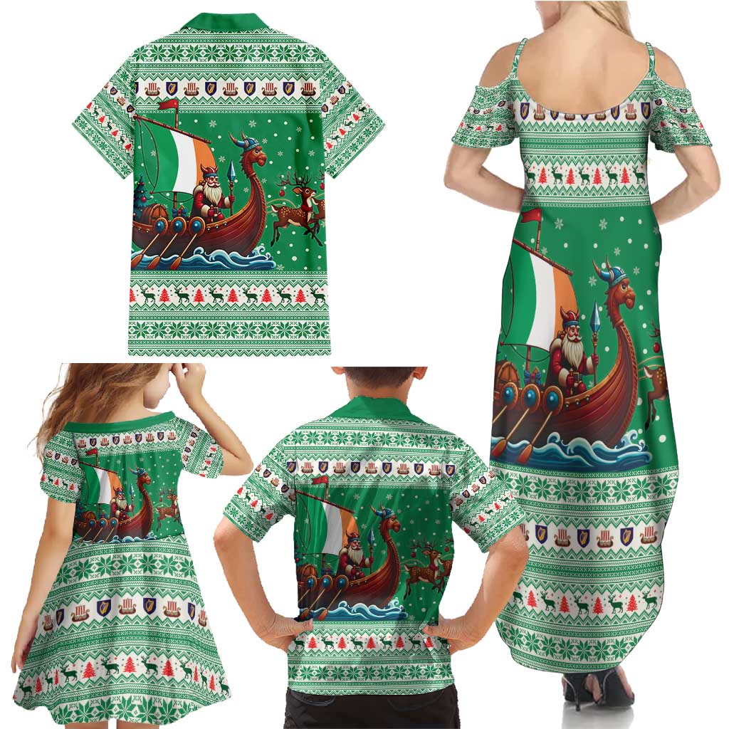 Ireland Viking Santa Christmas Family Matching Summer Maxi Dress and Hawaiian Shirt Funny Reindeer Norse Xmas - Wonder Print Shop