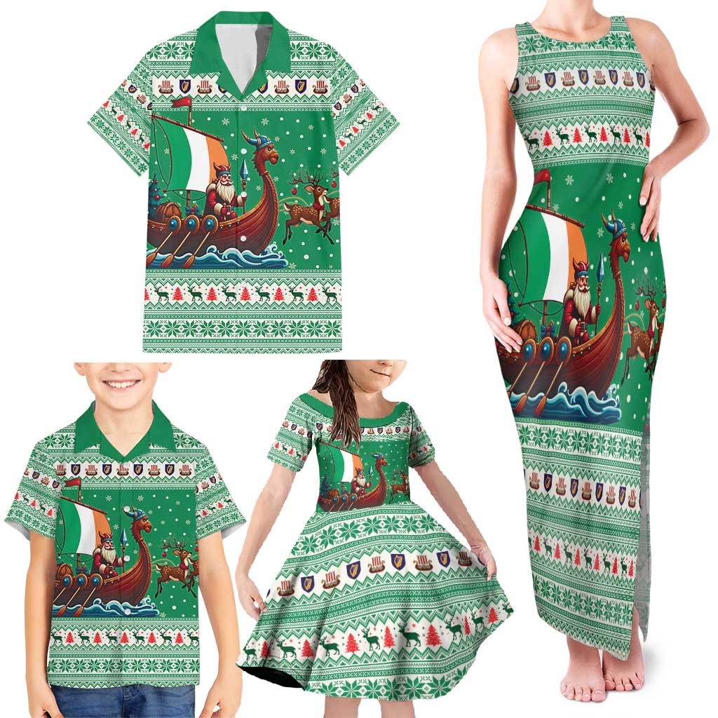 Ireland Viking Santa Christmas Family Matching Tank Maxi Dress and Hawaiian Shirt Funny Reindeer Norse Xmas - Wonder Print Shop