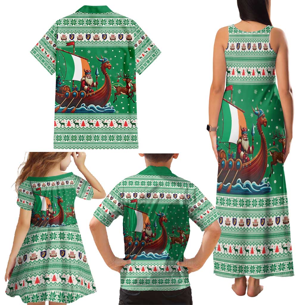 Ireland Viking Santa Christmas Family Matching Tank Maxi Dress and Hawaiian Shirt Funny Reindeer Norse Xmas - Wonder Print Shop
