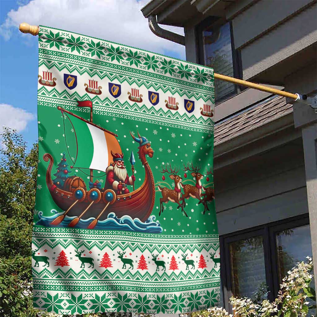Ireland Viking Santa Christmas Garden Flag Funny Reindeer Norse Xmas - Wonder Print Shop