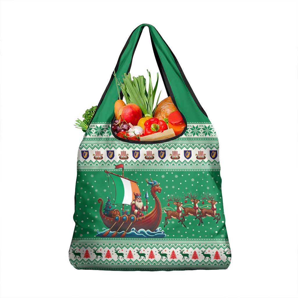Ireland Viking Santa Christmas Grocery Bag Funny Reindeer Norse Xmas - Wonder Print Shop