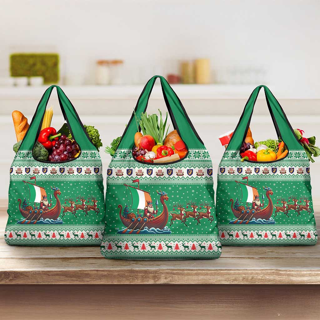 Ireland Viking Santa Christmas Grocery Bag Funny Reindeer Norse Xmas - Wonder Print Shop