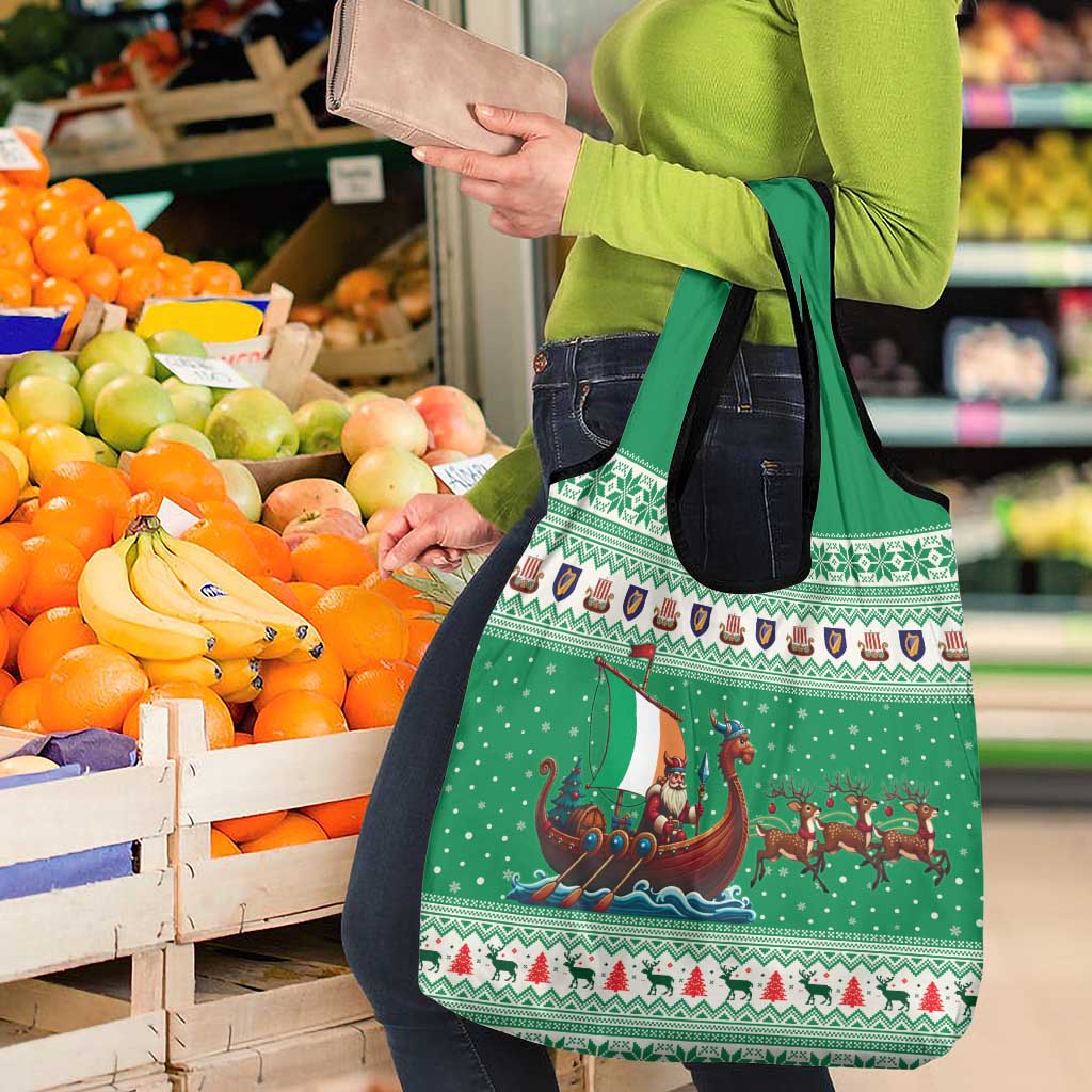 Ireland Viking Santa Christmas Grocery Bag Funny Reindeer Norse Xmas - Wonder Print Shop