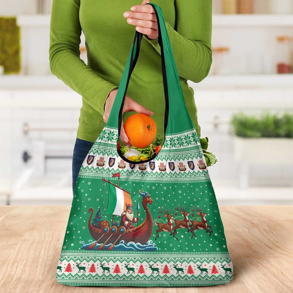 Ireland Viking Santa Christmas Grocery Bag Funny Reindeer Norse Xmas - Wonder Print Shop