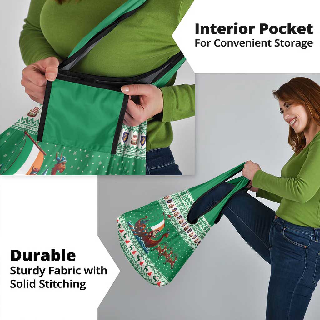 Ireland Viking Santa Christmas Grocery Bag Funny Reindeer Norse Xmas - Wonder Print Shop