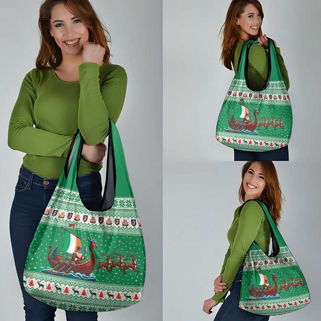 Ireland Viking Santa Christmas Grocery Bag Funny Reindeer Norse Xmas - Wonder Print Shop