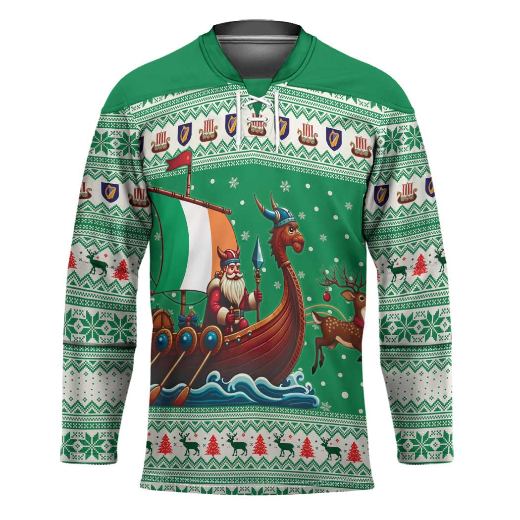 Ireland Viking Santa Christmas Hockey Jersey Funny Reindeer Norse Xmas - Wonder Print Shop