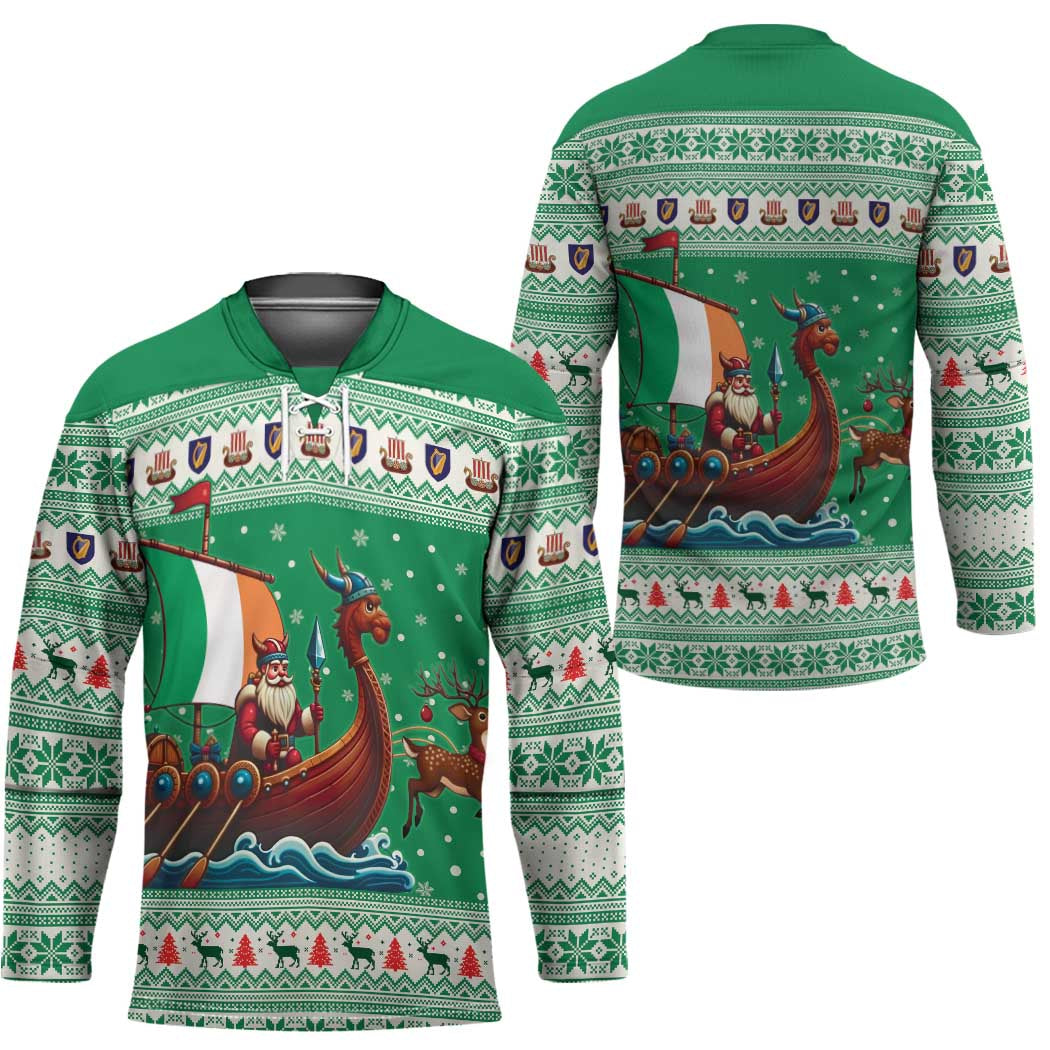 Ireland Viking Santa Christmas Hockey Jersey Funny Reindeer Norse Xmas - Wonder Print Shop