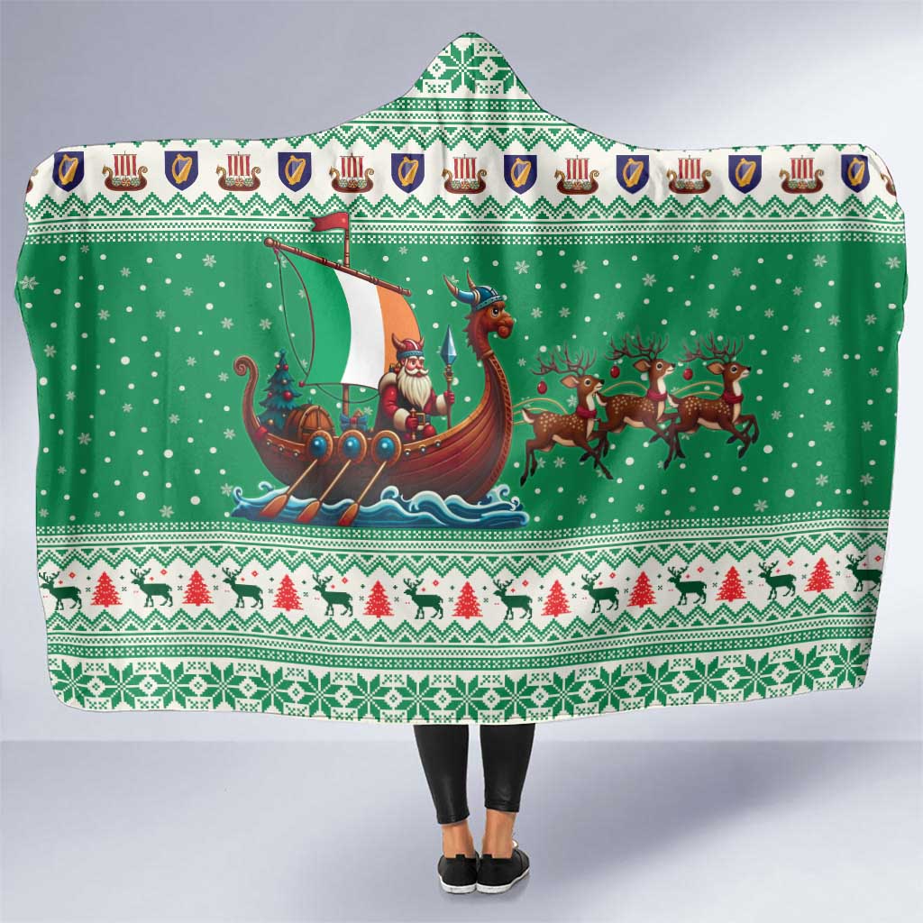Ireland Viking Santa Christmas Hooded Blanket Funny Reindeer Norse Xmas - Wonder Print Shop