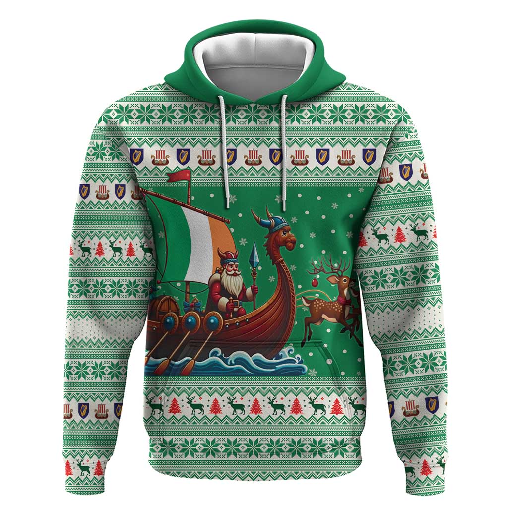 Ireland Viking Santa Christmas Hoodie Funny Reindeer Norse Xmas - Wonder Print Shop