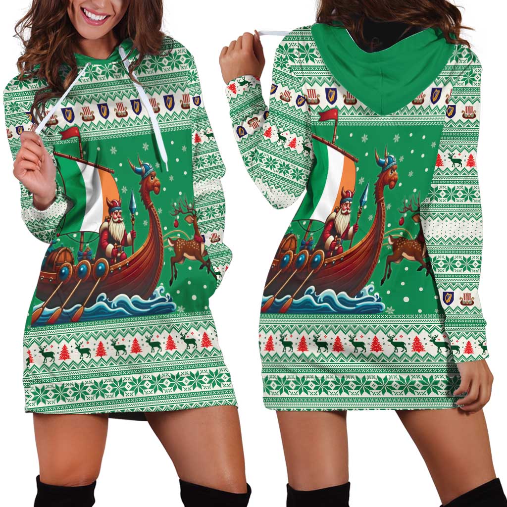Ireland Viking Santa Christmas Hoodie Dress Funny Reindeer Norse Xmas - Wonder Print Shop