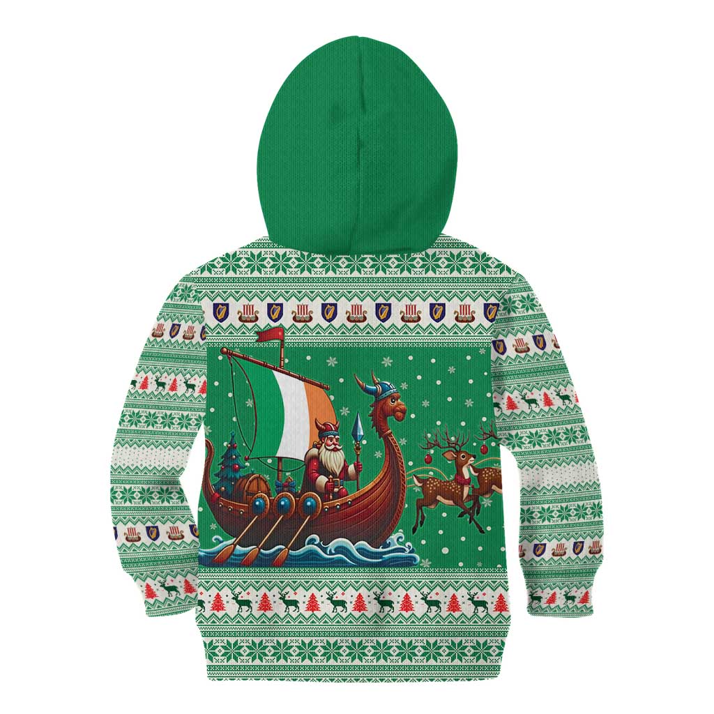 Ireland Viking Santa Christmas Kid Hoodie Funny Reindeer Norse Xmas - Wonder Print Shop