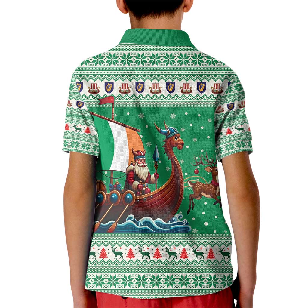 Ireland Viking Santa Christmas Kid Polo Shirt Funny Reindeer Norse Xmas - Wonder Print Shop