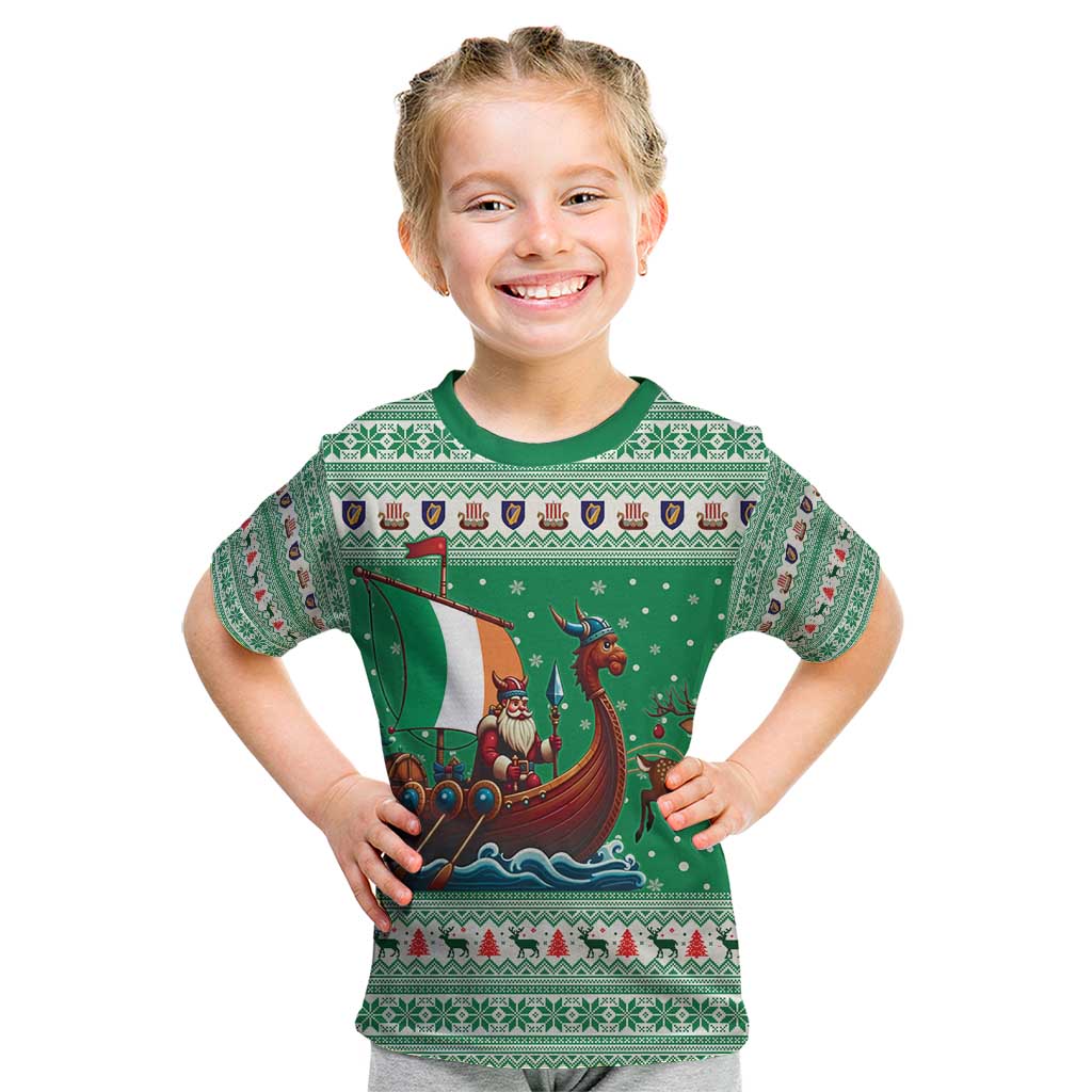 Ireland Viking Santa Christmas Kid T Shirt Funny Reindeer Norse Xmas - Wonder Print Shop