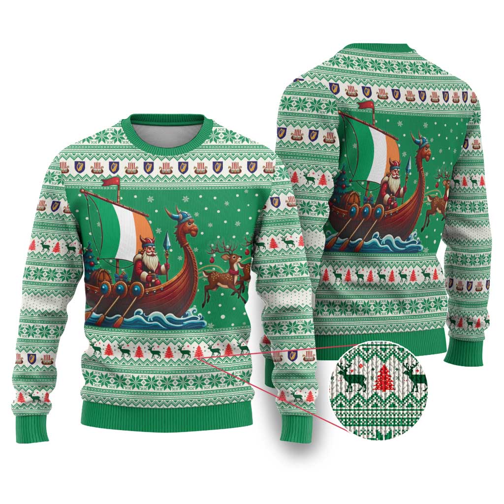 Ireland Viking Santa Christmas Ugly Christmas Sweater Funny Reindeer Norse Xmas - Wonder Print Shop