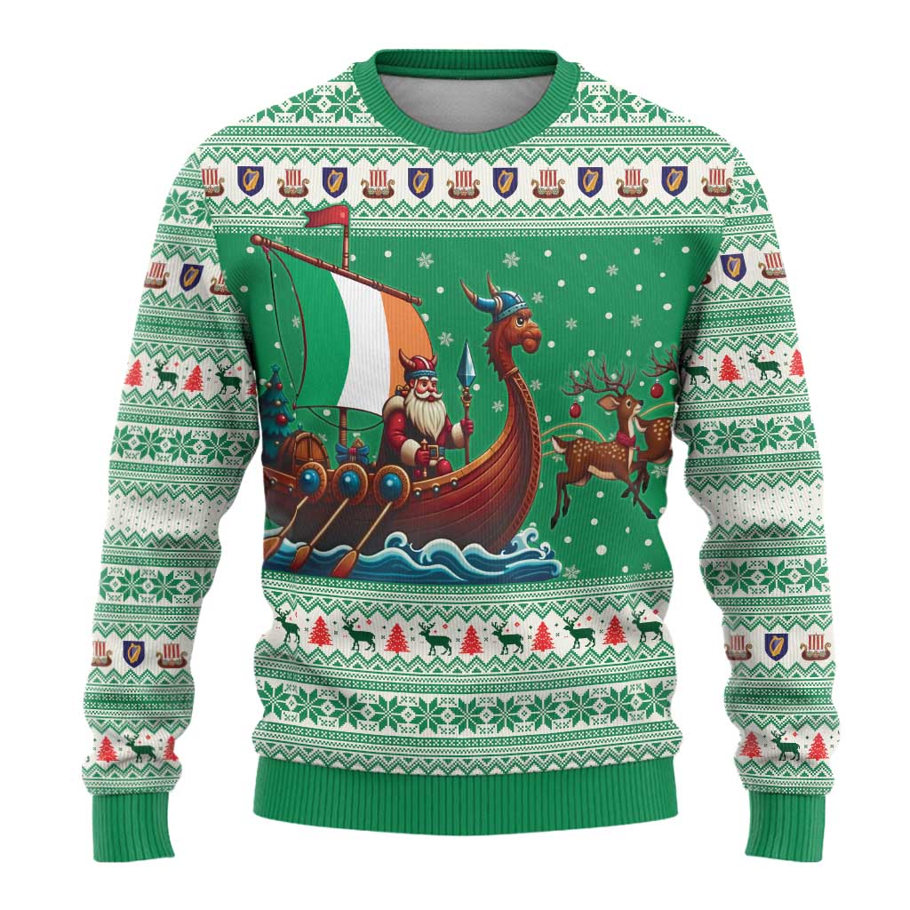 Ireland Viking Santa Christmas Ugly Christmas Sweater Funny Reindeer Norse Xmas - Wonder Print Shop