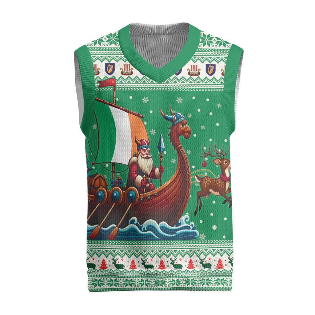 Ireland Viking Santa Christmas Knitted V-Neck Vest Funny Reindeer Norse Xmas - Wonder Print Shop