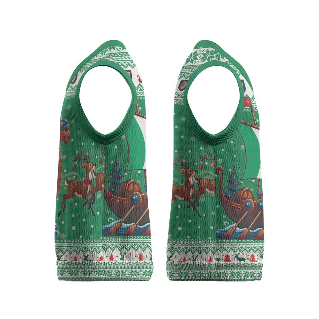 Ireland Viking Santa Christmas Knitted V-Neck Vest Funny Reindeer Norse Xmas - Wonder Print Shop