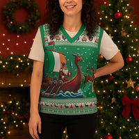 Ireland Viking Santa Christmas Knitted V-Neck Vest Funny Reindeer Norse Xmas - Wonder Print Shop