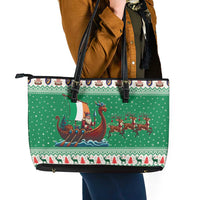 Ireland Viking Santa Christmas Leather Tote Bag Funny Reindeer Norse Xmas - Wonder Print Shop