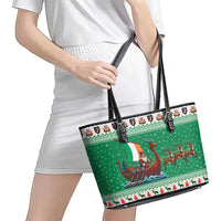 Ireland Viking Santa Christmas Leather Tote Bag Funny Reindeer Norse Xmas - Wonder Print Shop