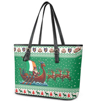 Ireland Viking Santa Christmas Leather Tote Bag Funny Reindeer Norse Xmas - Wonder Print Shop