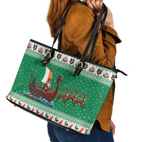 Ireland Viking Santa Christmas Leather Tote Bag Funny Reindeer Norse Xmas - Wonder Print Shop