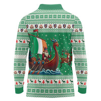 Ireland Viking Santa Christmas Long Sleeve Polo Shirt Funny Reindeer Norse Xmas - Wonder Print Shop